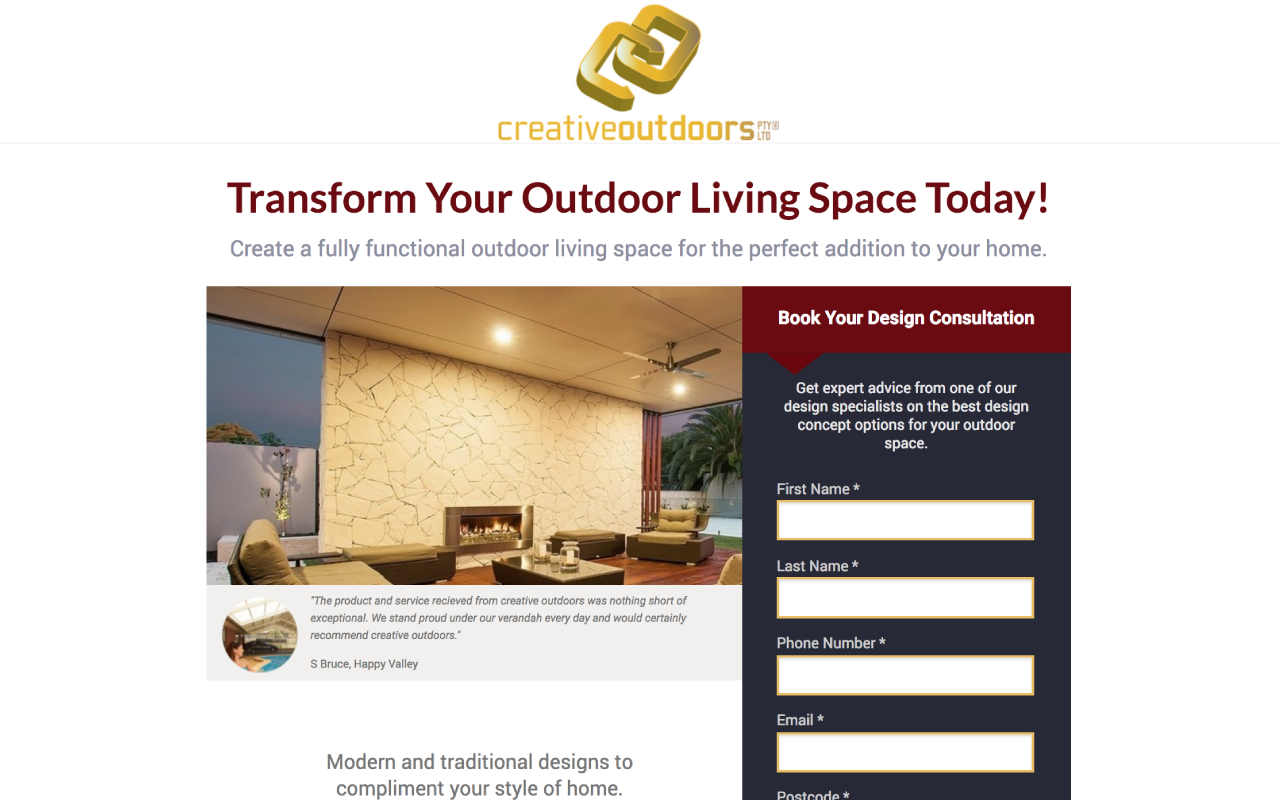 Creative Outdoors Landing Page