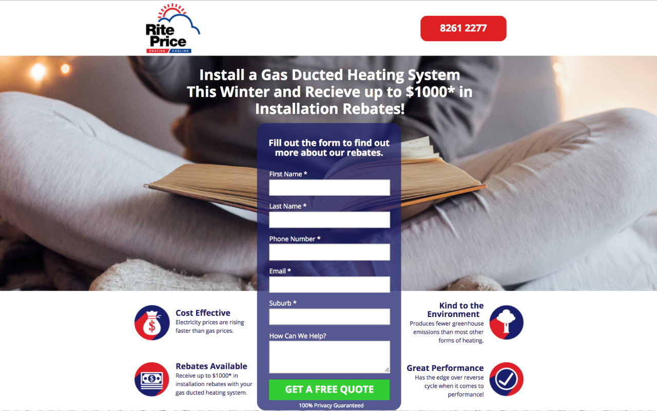 Rite Price Heating and Cooling Landing Page