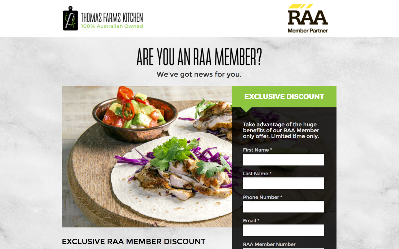 Thomas Farms Kitchen Landing Page